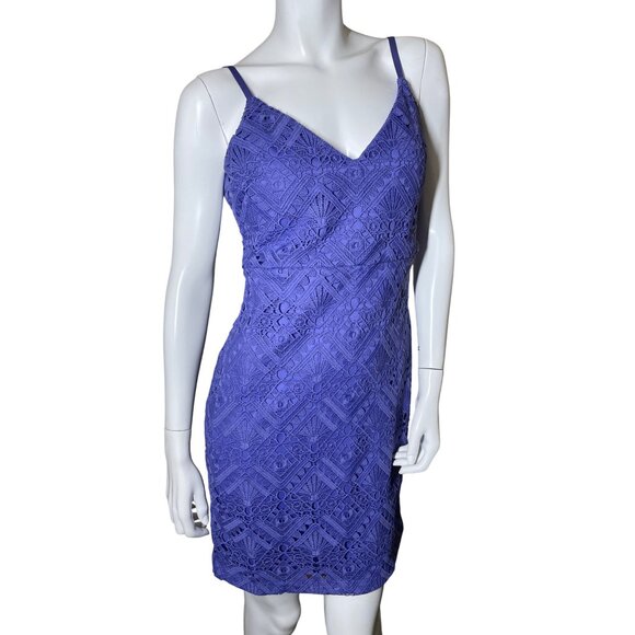 Guess Women's Dress size 8 (M) Purple Sleeveless Lace Mini Dress Spaghetti Strap - Picture 7 of 15